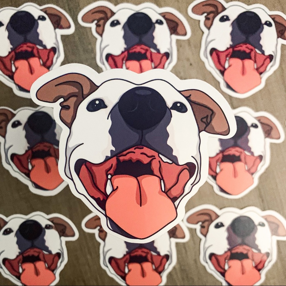 5 Vinyl Stickers: Happy Pitbull (5 stickers)